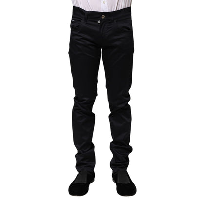 Dolce & Gabbana Black Cotton Skinny Mid Waist Pants