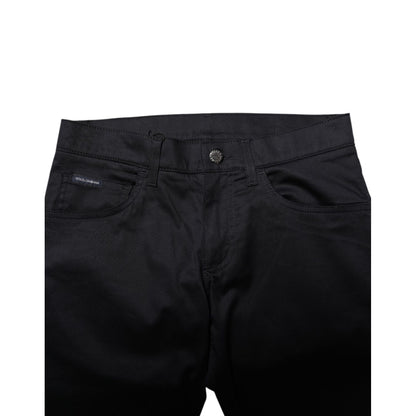 Dolce & Gabbana Black Cotton Skinny Mid Waist Pants
