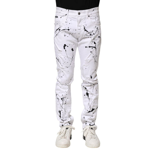 Dolce & Gabbana White ColorSplash Skinny Denim Jeans PAN75207-44