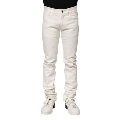 Dolce & Gabbana White Cotton Skinny Men Denim Jeans