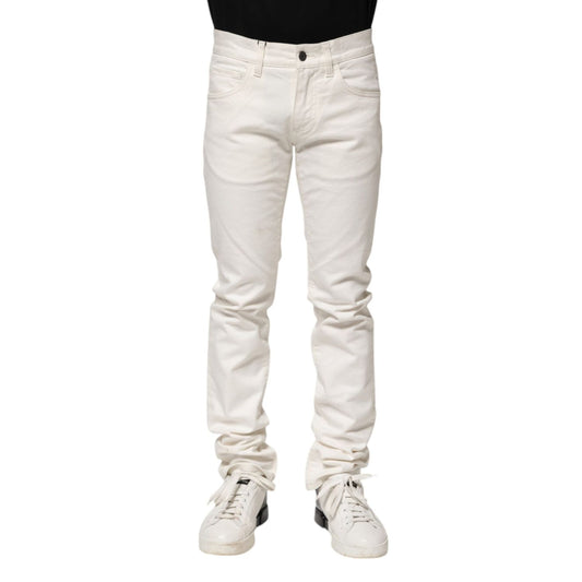 Dolce & Gabbana White Cotton Skinny Men Denim Jeans PAN75215-44