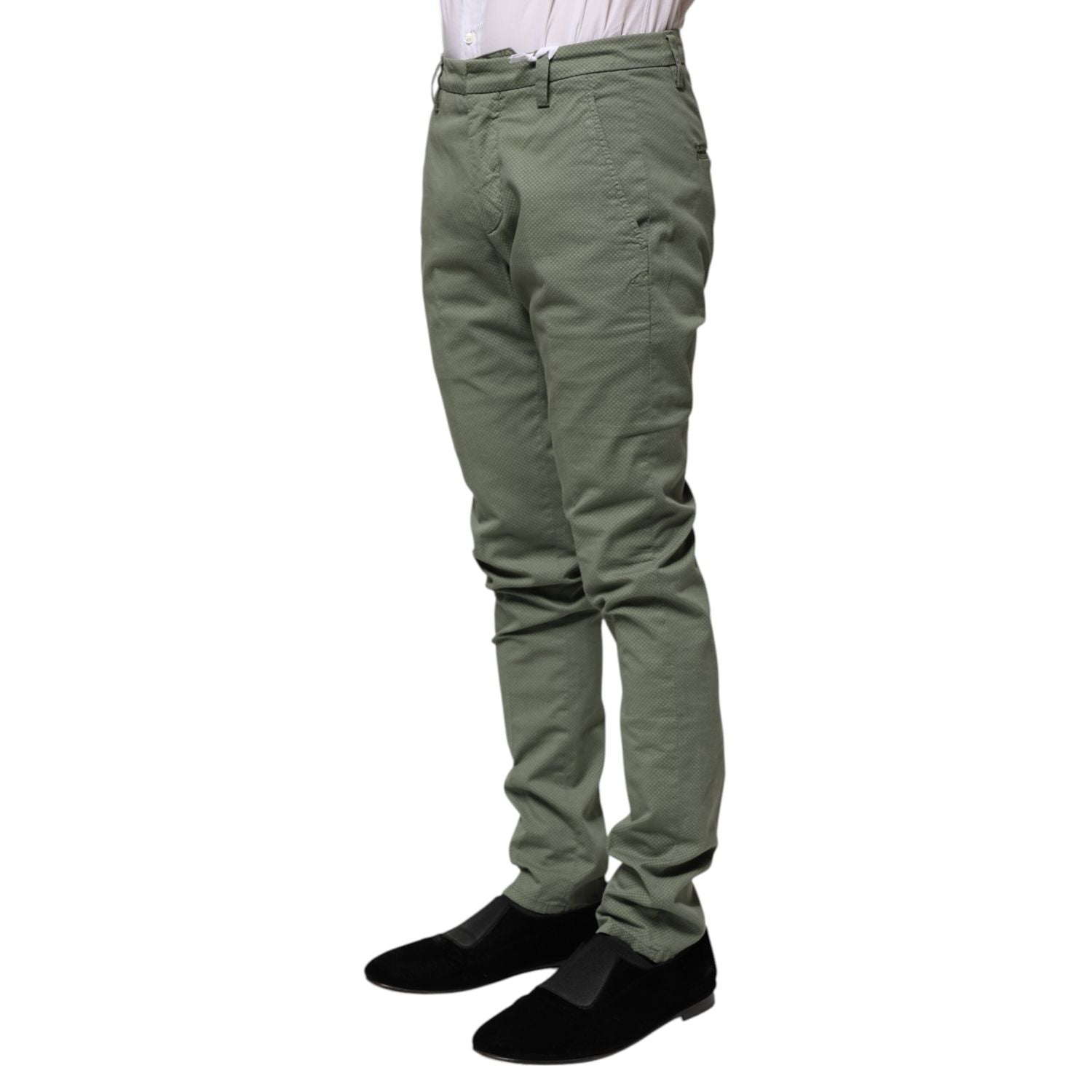 Dondup Green Mid Waist Skinny Fit Casual Pants