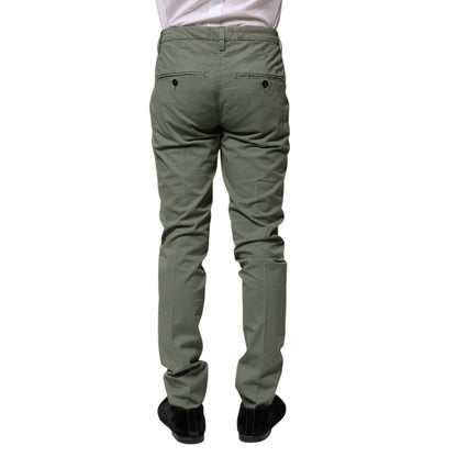 Dondup Green Mid Waist Skinny Fit Casual Pants