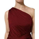 Dolce & Gabbana Red Viscose Fitted One Shoulder Midi Dress DR81753-46