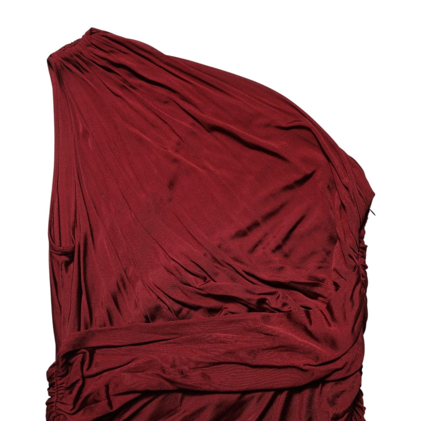 Dolce & Gabbana Red Viscose Fitted One Shoulder Midi Dress DR81753-46