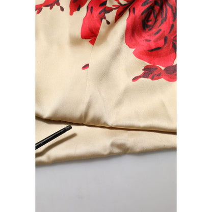 Dolce & Gabbana Beige Floral Spaghetti Strap Sheath Dress