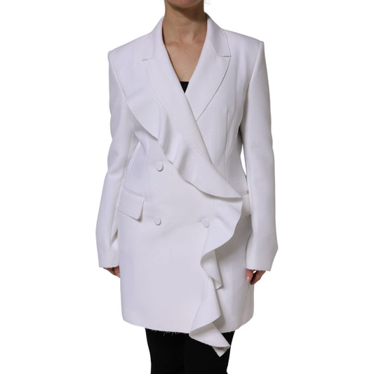 MSGM White Polyester Long Sleeves Ruffled Wrap Jacket JKT41287-46