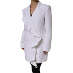 MSGM White Polyester Long Sleeves Ruffled Wrap Jacket JKT41287-46