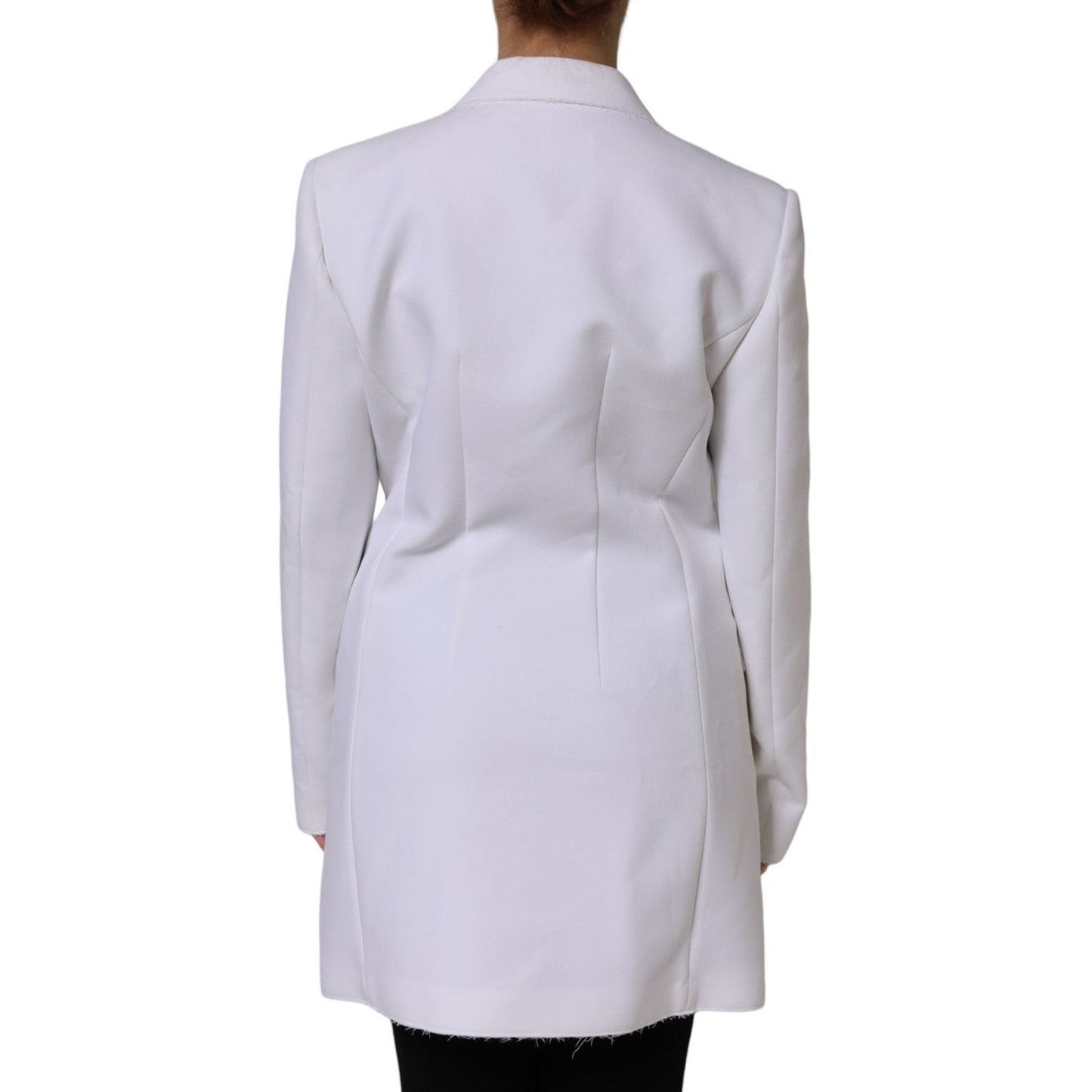 MSGM White Polyester Long Sleeves Ruffled Wrap Jacket JKT41287-46