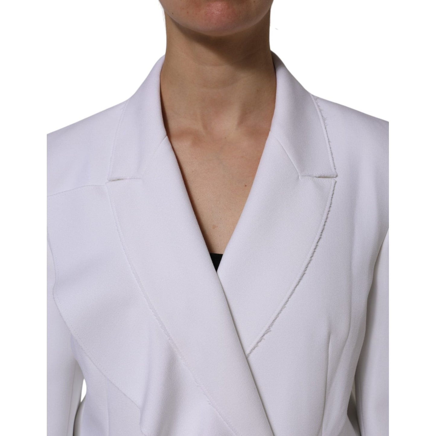 MSGM White Polyester Long Sleeves Ruffled Wrap Jacket JKT41287-46