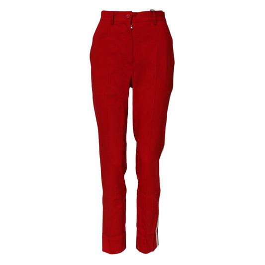 Dolce & Gabbana Red Wool Mid Waisted Tapered Pants PAN74767-38