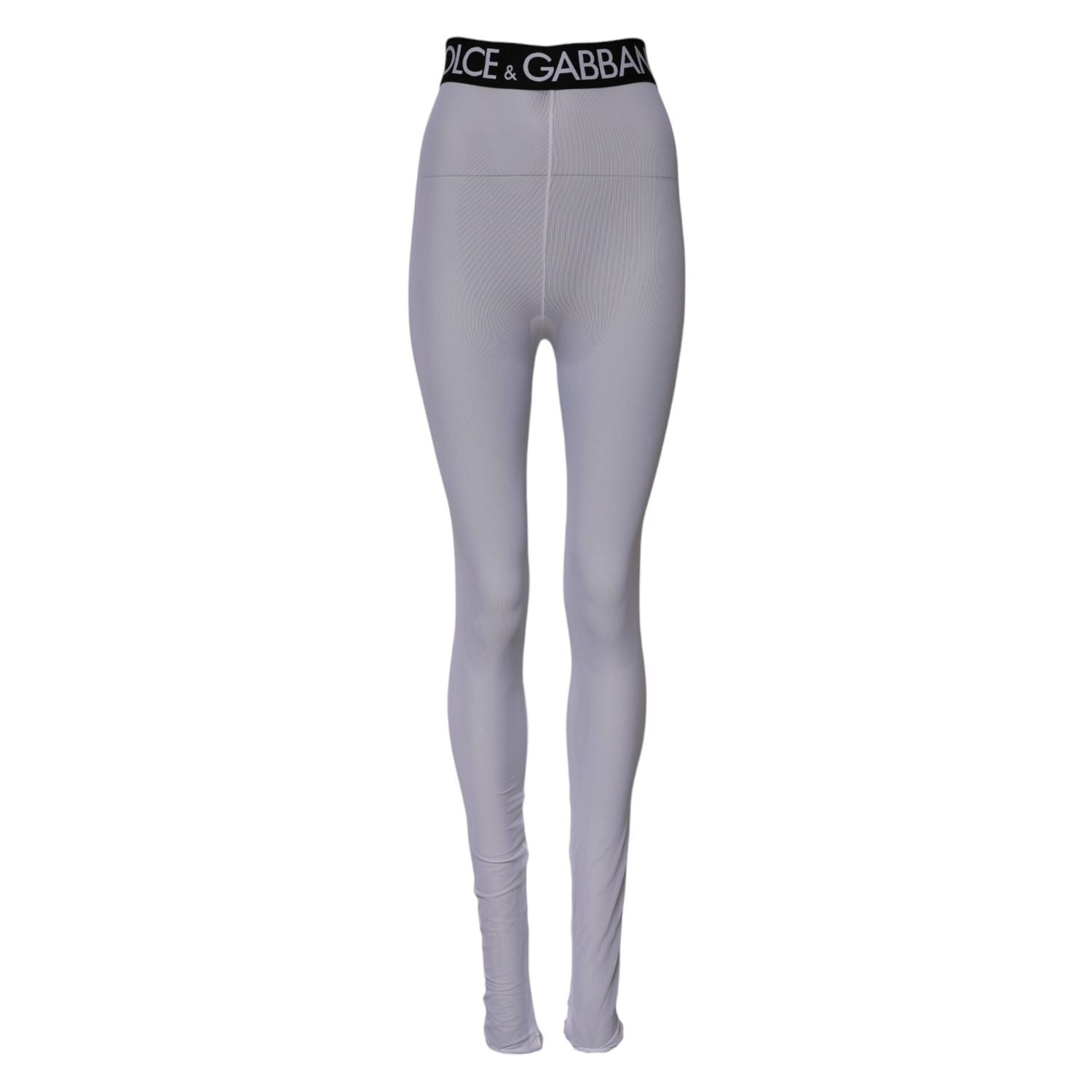 Dolce & Gabbana Gray Nylon DG Logo Mid Waisted Leggings Pants