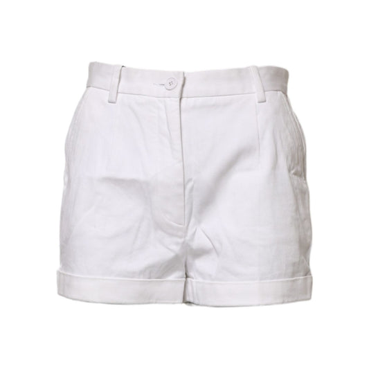 Dolce & Gabbana White Cotton Mid Waist Women Bermuda Shorts PAN74776-38