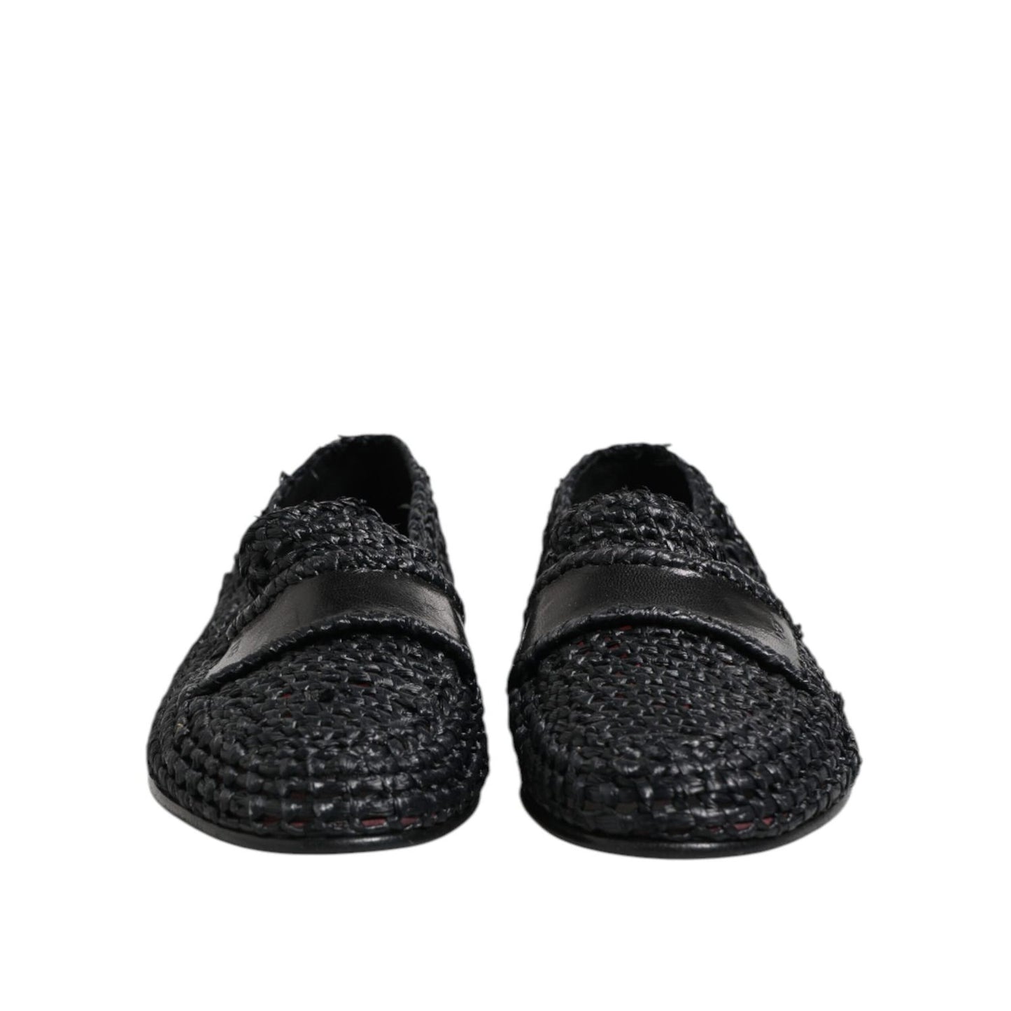 Dolce & Gabbana Black Woven Leather Slip On Loafers Men Shoes