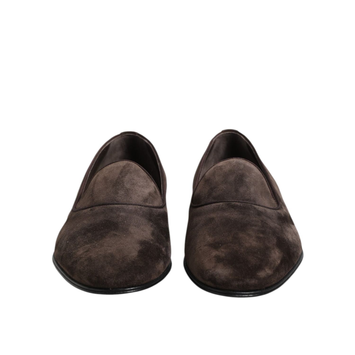 Dolce & Gabbana Brown Velvet Leather Slip On Loafers Shoes