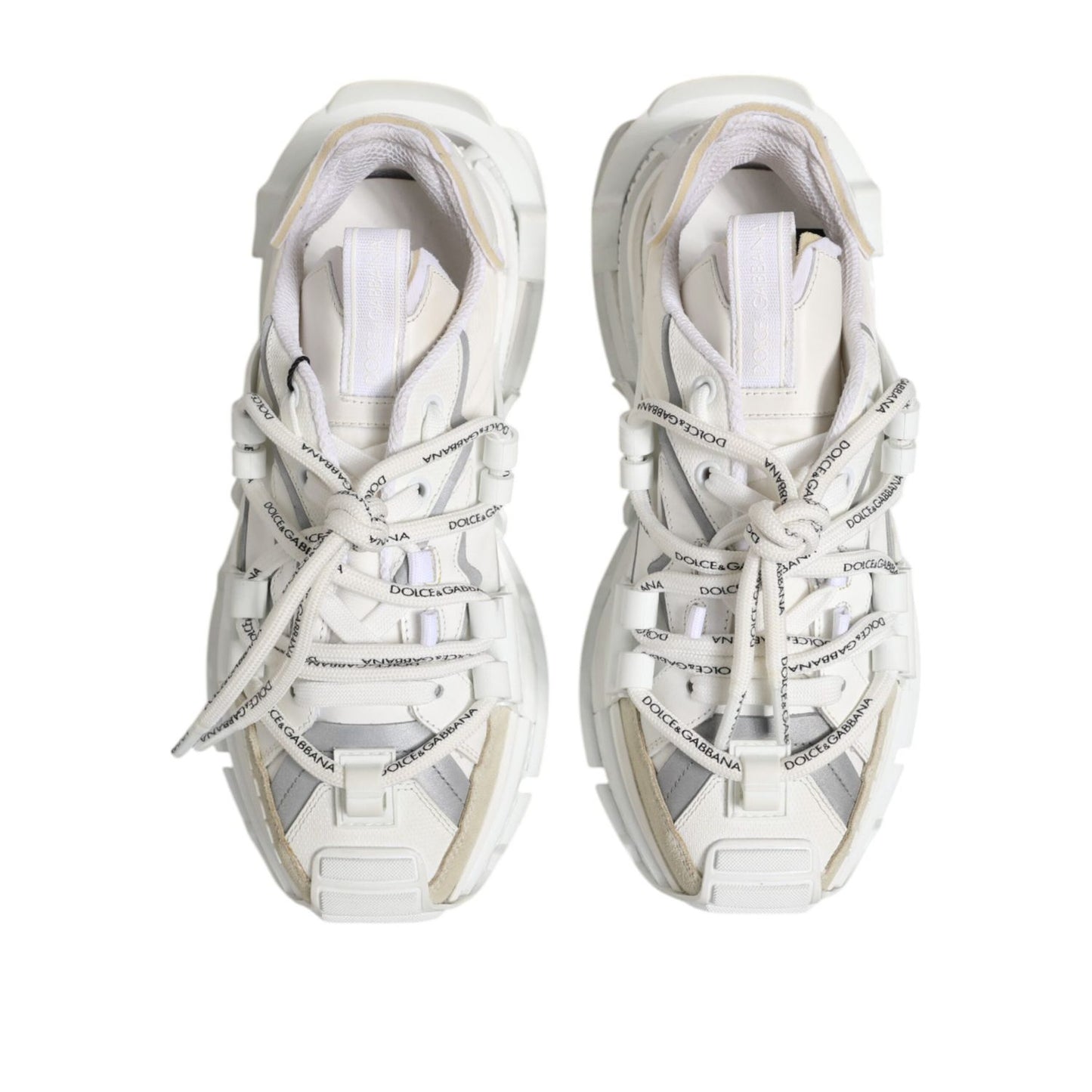 Dolce & Gabbana White Gray Low Top Space Sneakers Shoes MV7432-40.5