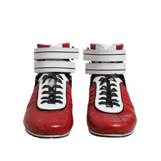 Dolce & Gabbana Red Quilted Leather Lace Up Sneakers Shoes MV7483-44