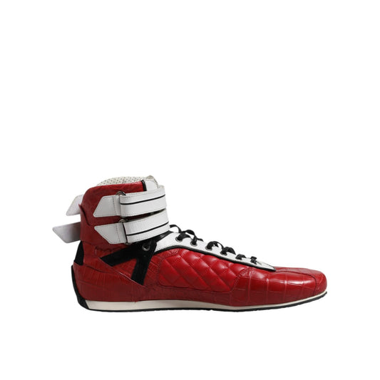 Dolce & Gabbana Red Quilted Leather Lace Up Sneakers Shoes MV7483-44