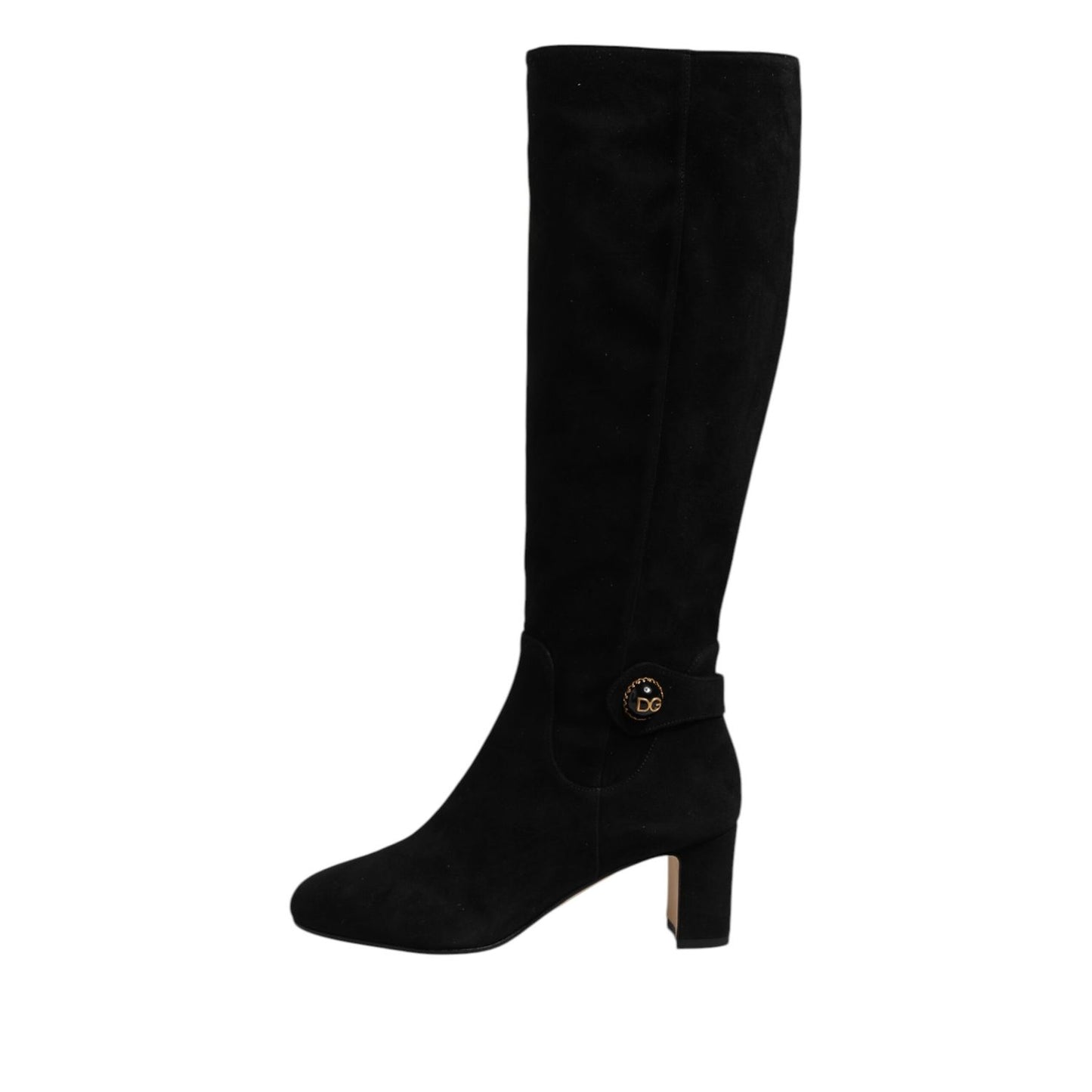 Dolce & Gabbana Black Suede Leather Knee High Boots Shoes