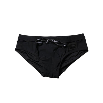 Dolce & Gabbana Black Logo Plaque Men Beachwear Brief Swimwear