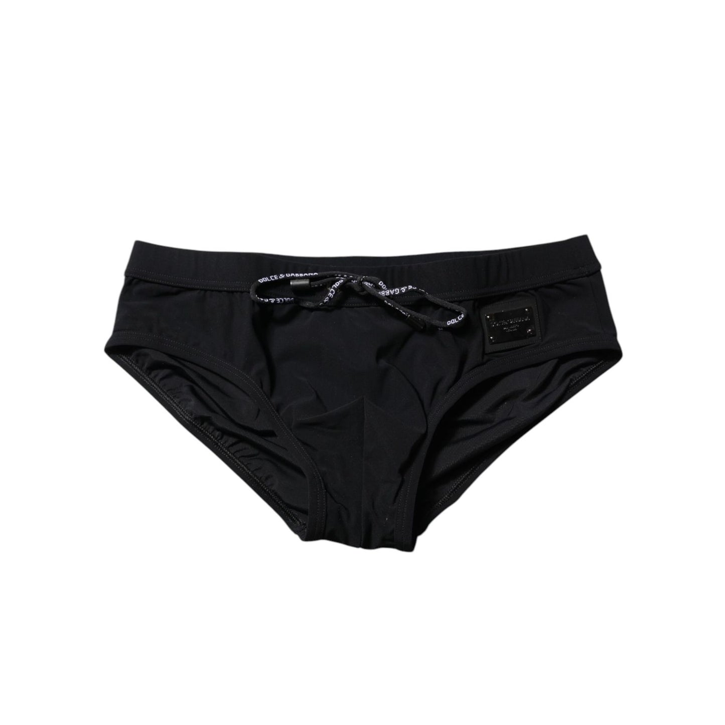 Dolce & Gabbana Black Logo Plaque Men Beachwear Brief Swimwear
