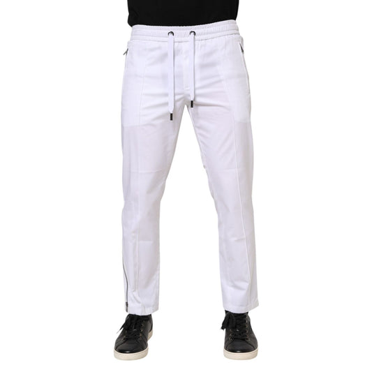 Dolce & Gabbana White Cotton Stretch Logo Men Jogger Pants PAN76219-46