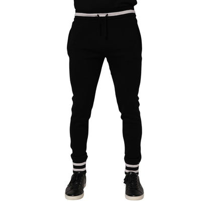 Dolce & Gabbana Black Cotton Men Jogger Sweatpants Pants