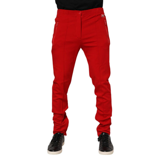 Dolce & Gabbana Red Viscose Logo Jogger Men Sweatpants Pants PAN76251-46