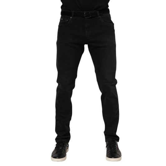 Dolce & Gabbana Black Cotton Logo Plaque Denim Jeans PAN76340-52