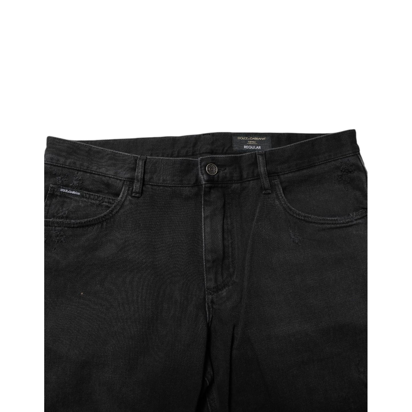 Dolce & Gabbana Black Cotton Logo Plaque Skinny Denim Jeans