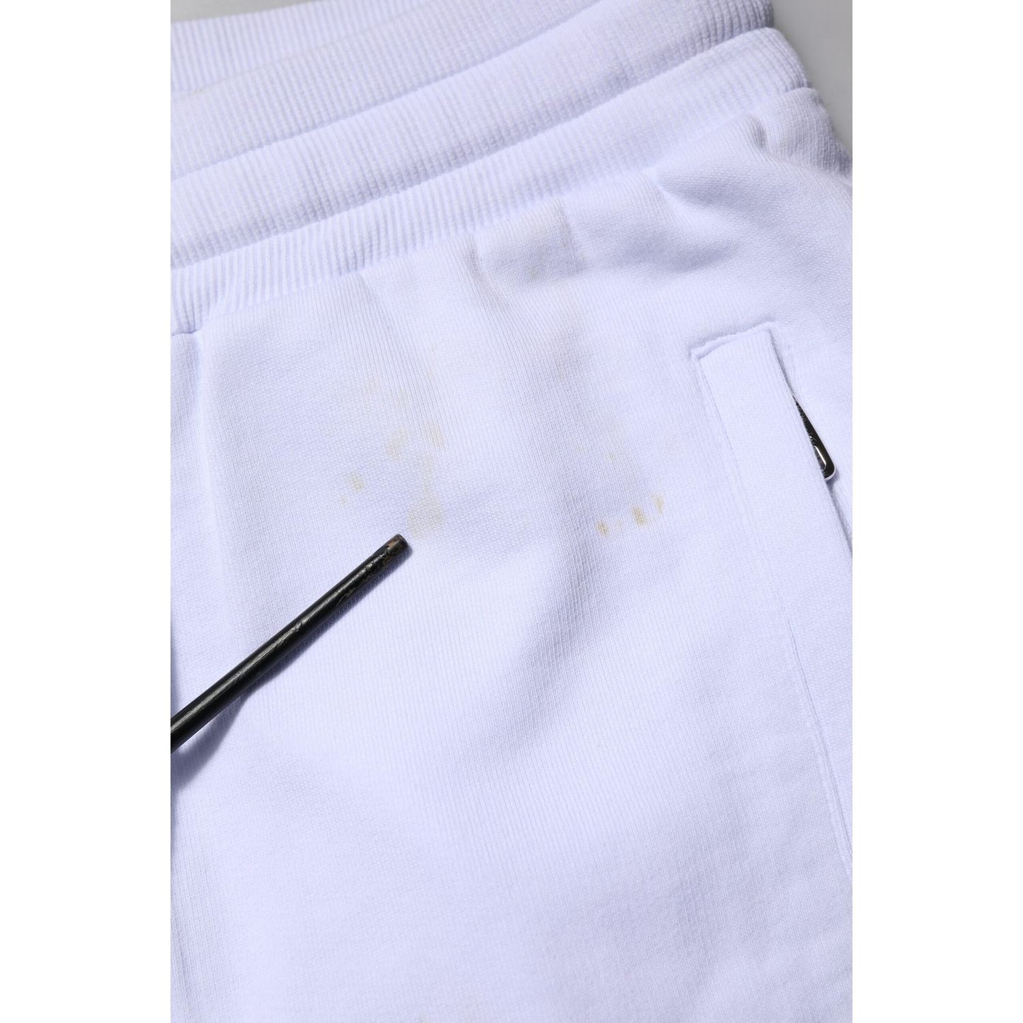 Dolce & Gabbana White Cotton Drawstring Jogger Pants
