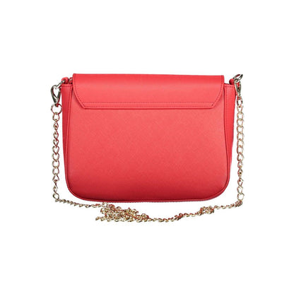 Mario Valentino Red Polyethylene Handbag with chain strap and external pocket
