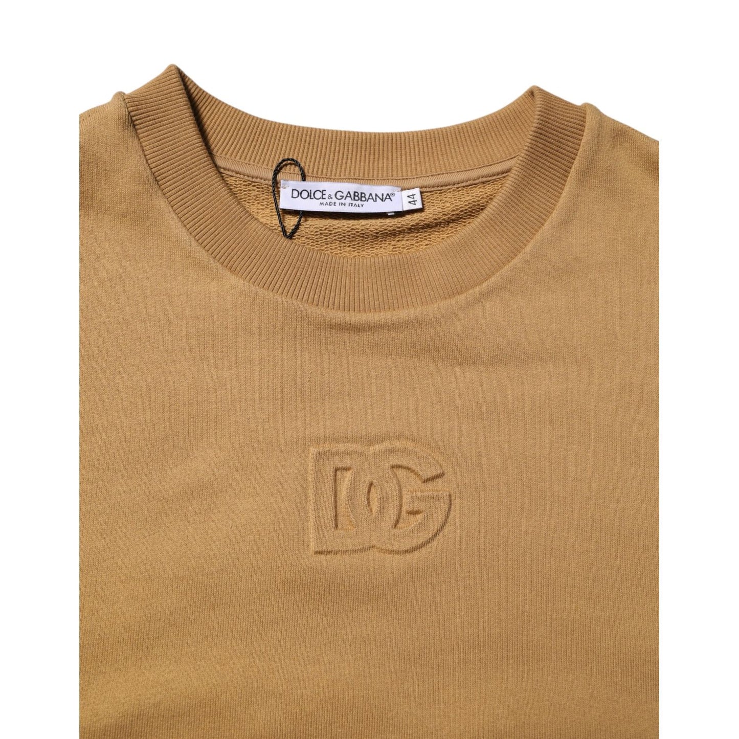 Dolce & Gabbana Mustard Cotton DG Embossed Pullover Sweater