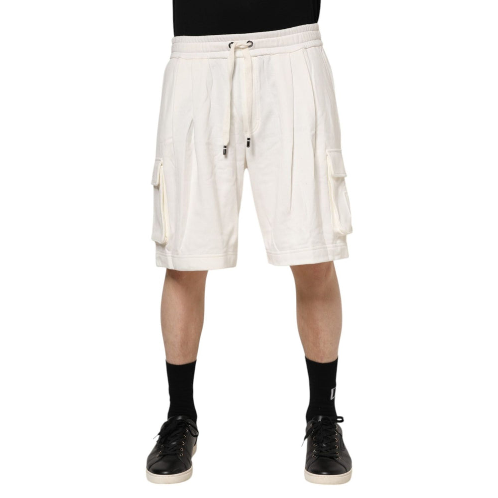 Dolce & Gabbana White Cotton Cargo Bermuda Sweatshorts Shorts PAN76430-50