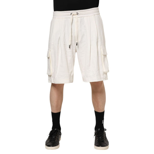 Dolce & Gabbana White Cotton Cargo Bermuda Sweatshorts Shorts PAN76430-50