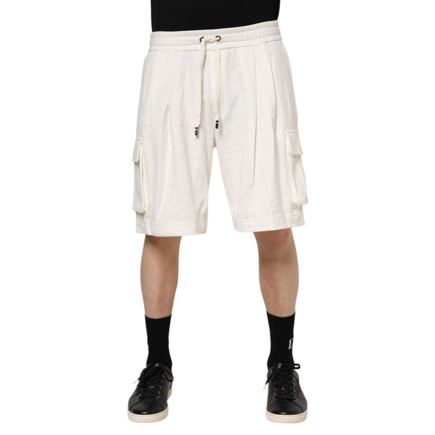 Dolce & Gabbana White Cotton Cargo Bermuda Sweatshorts Shorts PAN76430-50