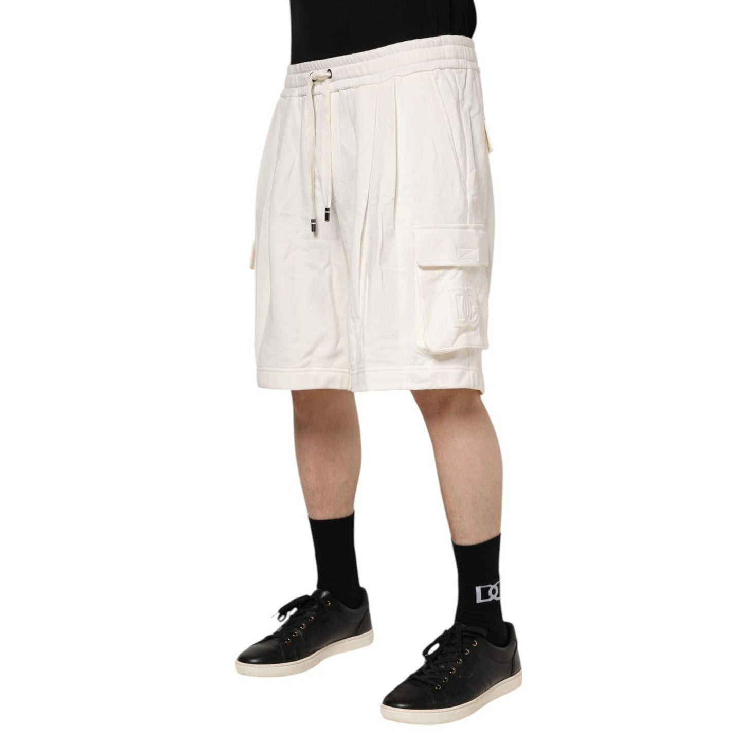 Dolce & Gabbana White Cotton Cargo Bermuda Sweatshorts Shorts PAN76430-50