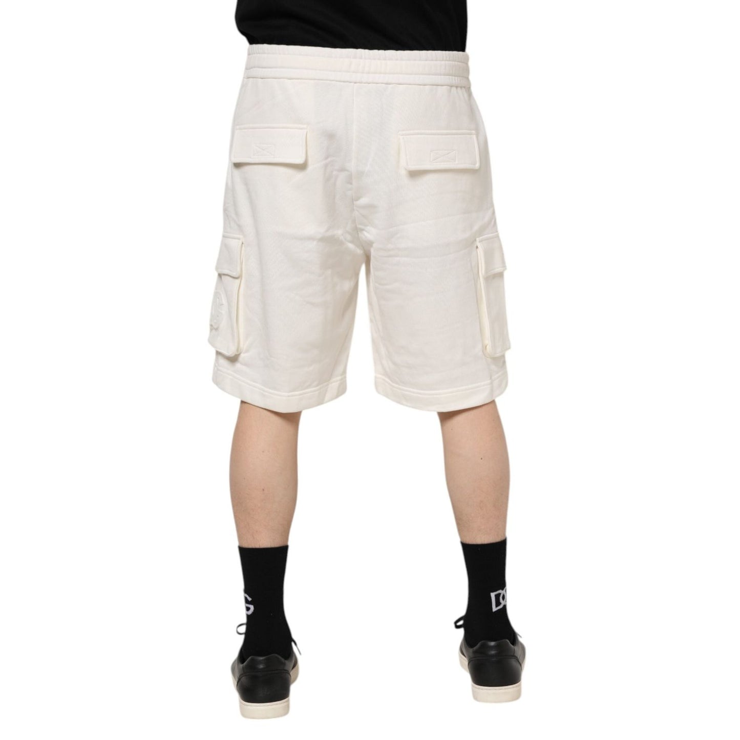 Dolce & Gabbana White Cotton Cargo Bermuda Sweatshorts Shorts PAN76430-50