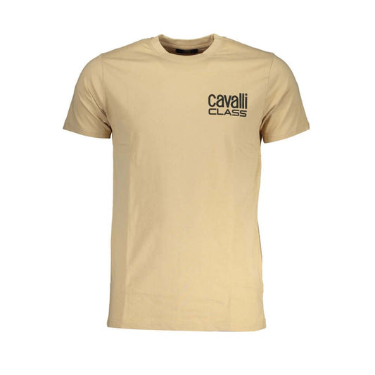 Cavalli Class Beige Cotton T-Shirt CA-28618-XXL
