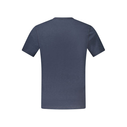 Hugo Boss Blue Cotton T-Shirt with short sleeves and crew neck design, featuring a printed logo on the back.