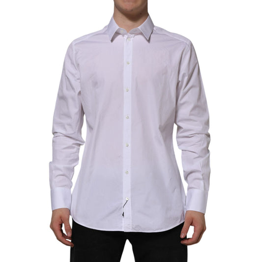 Dolce & Gabbana White Cotton GOLD Long Sleeves Formal Shirt TSH90578-43