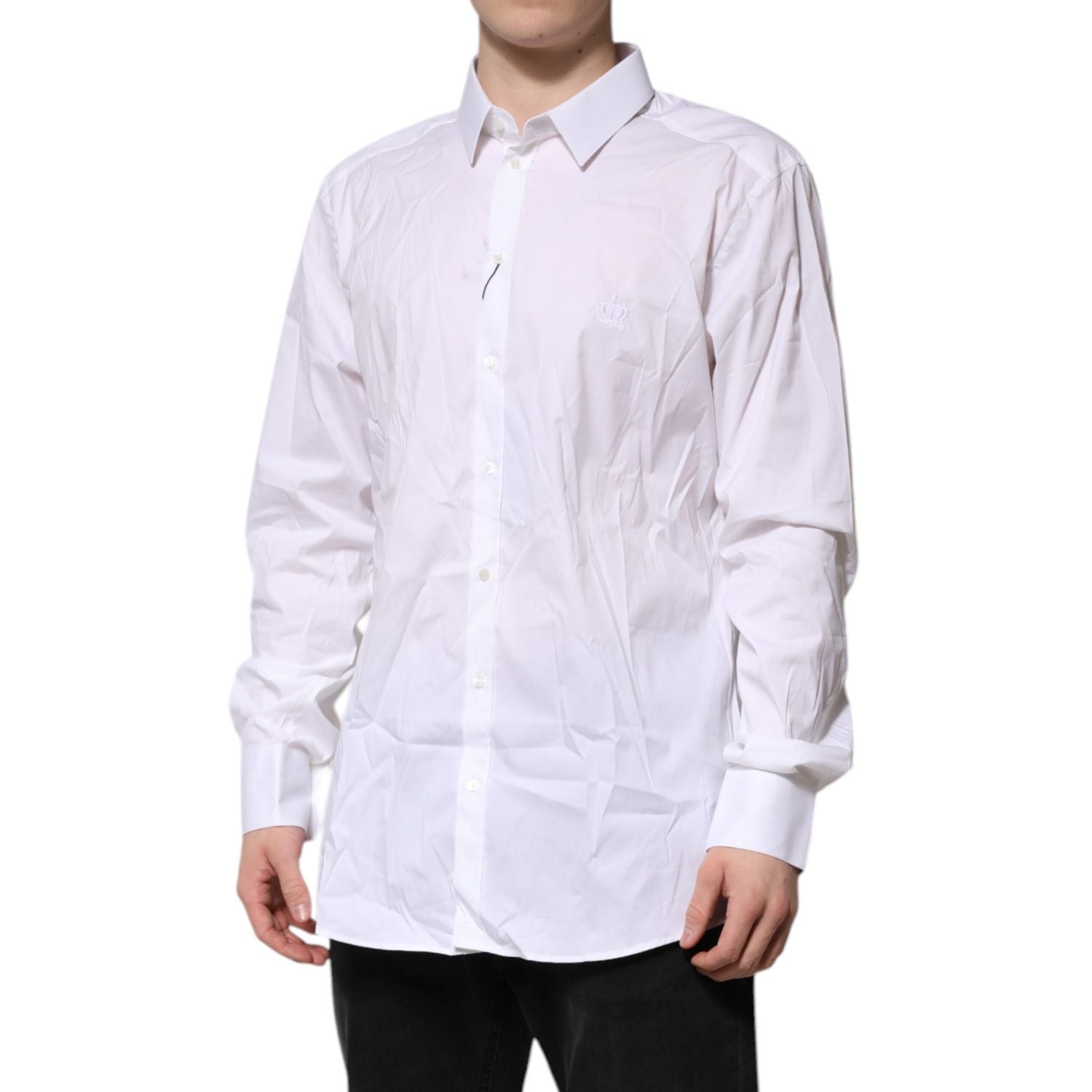 Dolce & Gabbana White Cotton GOLD Long Sleeves Formal Shirt