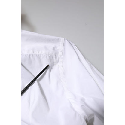 Dolce & Gabbana White Cotton GOLD Long Sleeves Formal Shirt