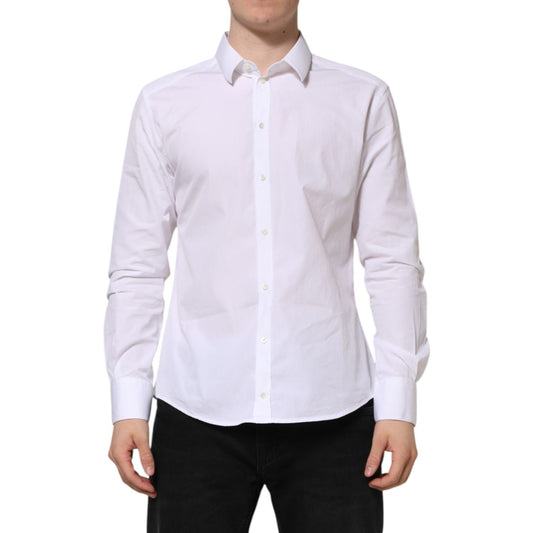 Dolce & Gabbana White Cotton Long Sleeves GOLD Formal Shirt TSH90588-44