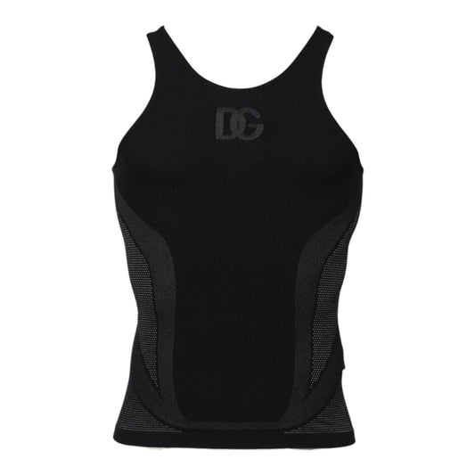 Dolce & Gabbana Black Nylon Sleeveless Underwear Tank T-shirt