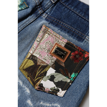 Dolce & Gabbana Blue Tattered High Waist Women Denim Jeans