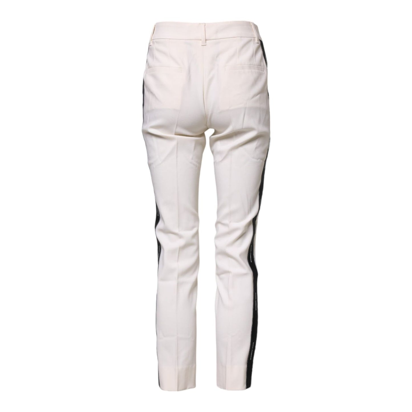Dolce & Gabbana White Wool Tapered High Waist Pants