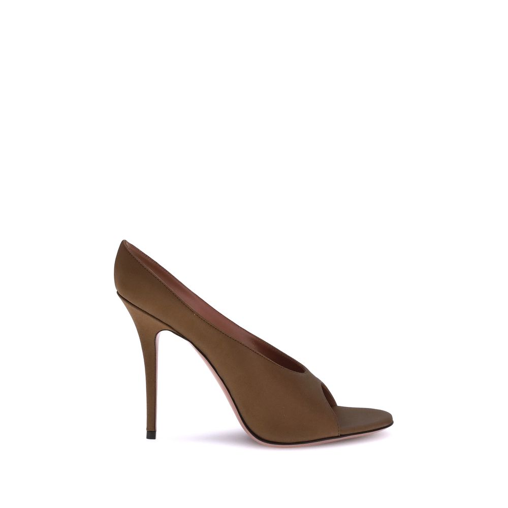 Amina Muaddi Brown Calf Leather Bos Taurus High Heel Pumps