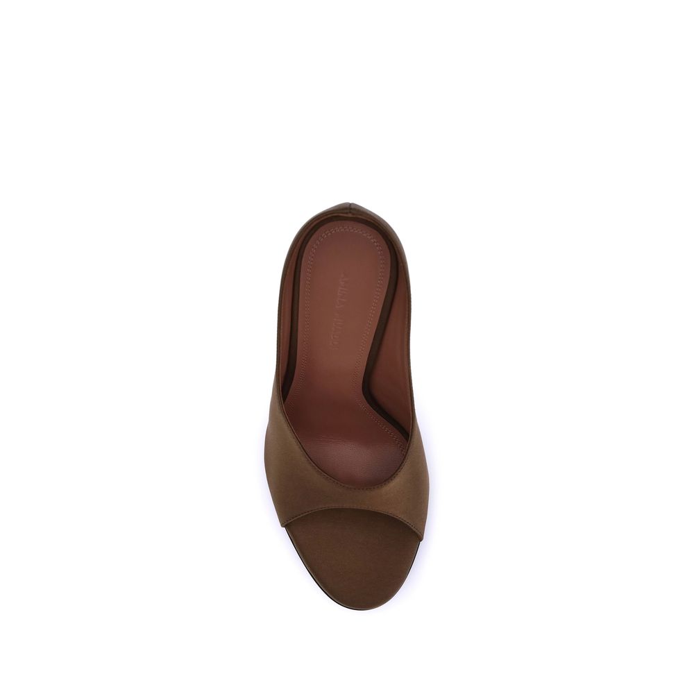 Amina Muaddi Brown Calf Leather Bos Taurus High Heel Pumps