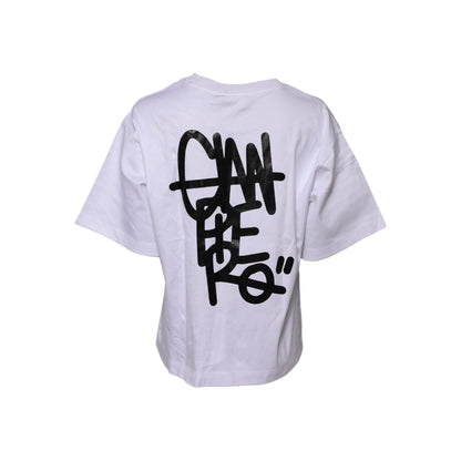 Dolce & Gabbana White Cotton Graphic Print Crew Neck T-shirt
